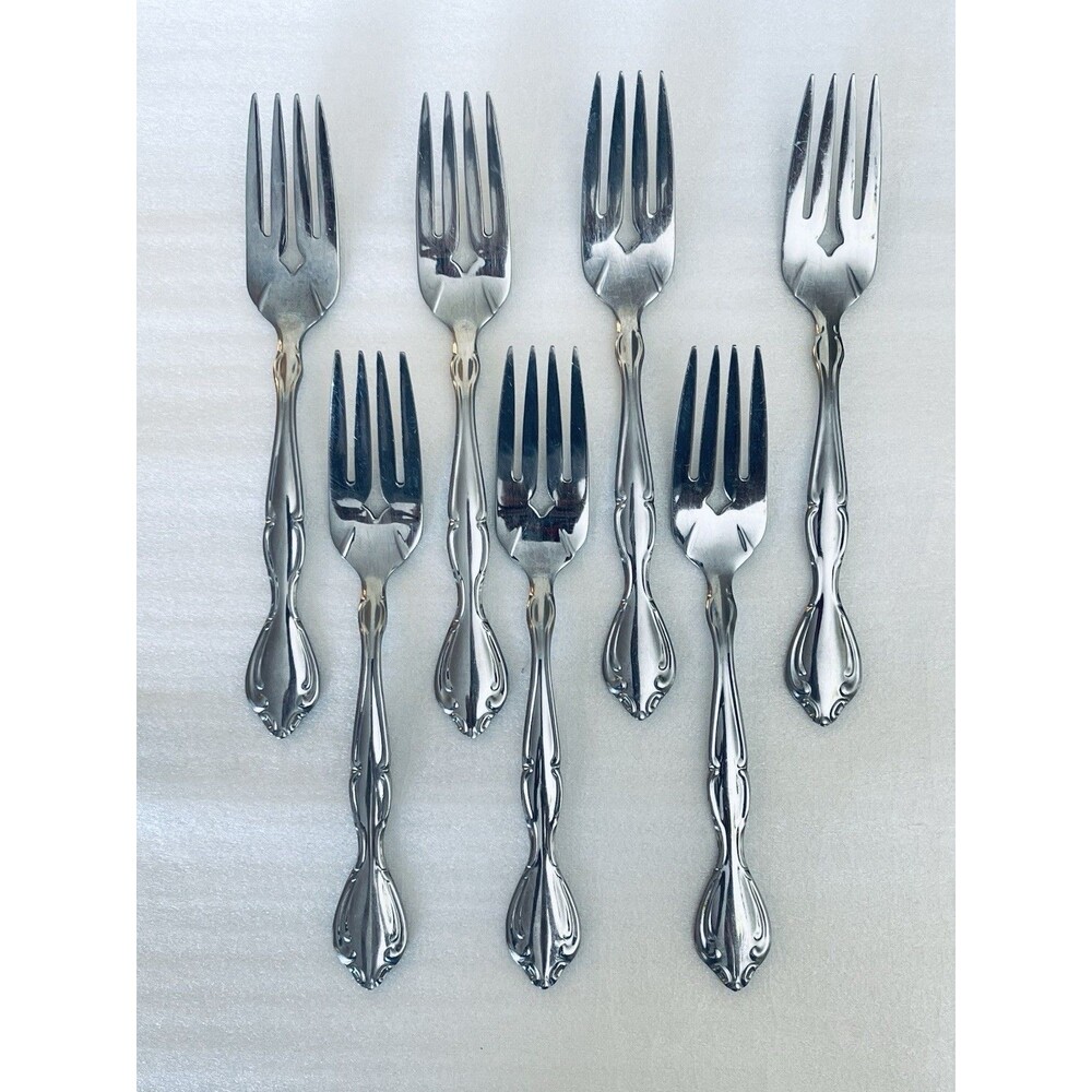 Oneida Cantata Salad Forks Stainless Steel Set of 7 + Extra Dinner Fork VTG